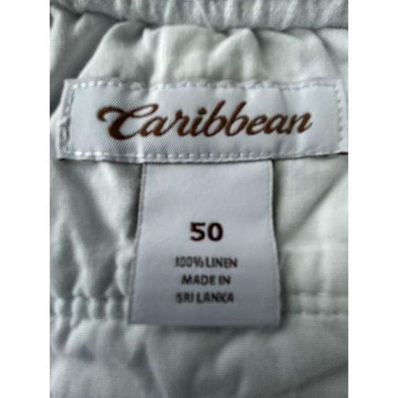 New Men's White Linen Shorts For 48 Waist Caribbean Elastic 10" Inseam - Picture 11 of 14